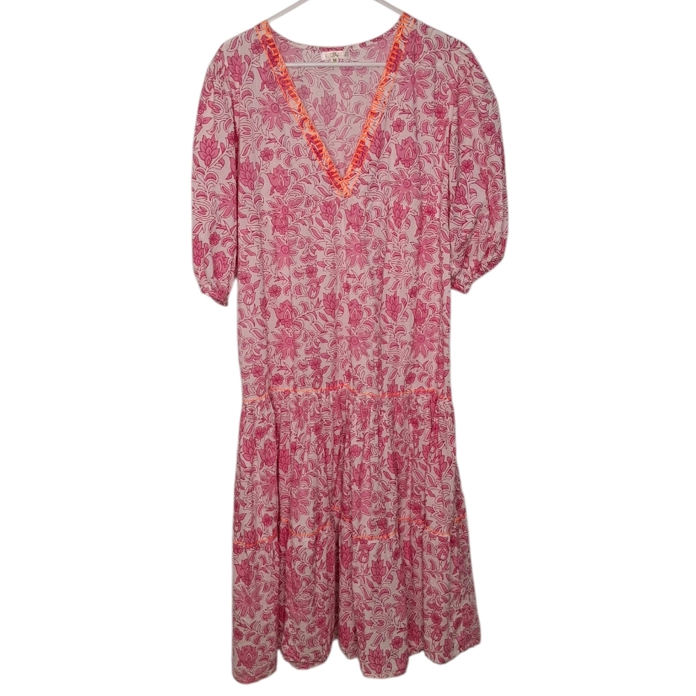 DEBBIE KATZ Pilar Dress in Pink Floral Size Medium
